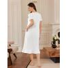 imageEkouaer Cotton Nightgowns for Women Soft Long Button Night Gowns Comfy House Dress with Pockets Short Sleeve Sleepwear S3XLWhite