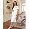 imageEkouaer Cotton Nightgowns for Women Soft Long Button Night Gowns Comfy House Dress with Pockets Short Sleeve Sleepwear S3XLWhite Flowers