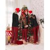 imageEkouaer Family Christmas Pajamas Matching Sets Long Sleeve Couple Pjs Holiday Sleepwear Soft Loungewear with PocketsBlack Red Plaid