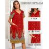 imageEkouaer House Dresses for Women with Pockets Button Down Nightgowns Plus Size Moo Moos Mumu Dresses Floral Print S3XLEthnic Red