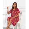 imageEkouaer House Dresses for Women with Pockets Button Down Nightgowns Plus Size Moo Moos Mumu Dresses Floral Print S3XLFlower Red