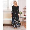 imageEkouaer Long Nightgown for Women 34 Sleeves Nightshirt Maxi Sleep Dress Plus Size Loungewear Full Length SleepwearBlack Floral
