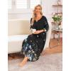 imageEkouaer Long Nightgown for Women 34 Sleeves Nightshirt Maxi Sleep Dress Plus Size Loungewear Full Length SleepwearBlack Floral