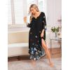 imageEkouaer Long Nightgown for Women 34 Sleeves Nightshirt Maxi Sleep Dress Plus Size Loungewear Full Length SleepwearBlack Floral
