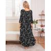 imageEkouaer Long Nightgown for Women 34 Sleeves Nightshirt Maxi Sleep Dress Plus Size Loungewear Full Length SleepwearBlack White Floral