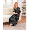 imageEkouaer Long Nightgown for Women 34 Sleeves Nightshirt Maxi Sleep Dress Plus Size Loungewear Full Length SleepwearBlack White Floral