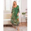 imageEkouaer Long Nightgown for Women 34 Sleeves Nightshirt Maxi Sleep Dress Plus Size Loungewear Full Length SleepwearGreen Floral