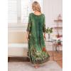 imageEkouaer Long Nightgown for Women 34 Sleeves Nightshirt Maxi Sleep Dress Plus Size Loungewear Full Length SleepwearGreen Floral