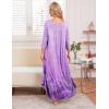imageEkouaer Long Nightgown for Women 34 Sleeves Nightshirt Maxi Sleep Dress Plus Size Loungewear Full Length SleepwearLight Purple Flower