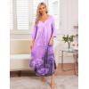 imageEkouaer Long Nightgown for Women 34 Sleeves Nightshirt Maxi Sleep Dress Plus Size Loungewear Full Length SleepwearLight Purple Flower