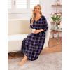 imageEkouaer Long Nightgown for Women 34 Sleeves Nightshirt Maxi Sleep Dress Plus Size Loungewear Full Length SleepwearPurple Plaid