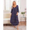 imageEkouaer Long Nightgown for Women 34 Sleeves Nightshirt Maxi Sleep Dress Plus Size Loungewear Full Length SleepwearPurple Plaid