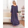 imageEkouaer Long Nightgown for Women 34 Sleeves Nightshirt Maxi Sleep Dress Plus Size Loungewear Full Length SleepwearPurple Plaid