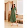 imageEkouaer Long Nightgowns for Women Button Night Gowns Short Sleeve Sleepwear Full Length Sleep Shirts With Pockets S3XLArmy Green