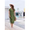 imageEkouaer Long Nightgowns for Women Button Night Gowns Short Sleeve Sleepwear Full Length Sleep Shirts With Pockets S3XLArmy Green