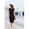 imageEkouaer Long Nightgowns for Women Button Night Gowns Short Sleeve Sleepwear Full Length Sleep Shirts With Pockets S3XLBlack