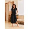 imageEkouaer Long Nightgowns for Women Button Night Gowns Short Sleeve Sleepwear Full Length Sleep Shirts With Pockets S3XLBlack