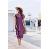 imageEkouaer Long Nightgowns for Women Button Night Gowns Short Sleeve Sleepwear Full Length Sleep Shirts With Pockets S3XLEggplant Purple