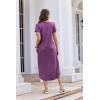 imageEkouaer Long Nightgowns for Women Button Night Gowns Short Sleeve Sleepwear Full Length Sleep Shirts With Pockets S3XLEggplant Purple