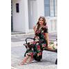 imageEkouaer Long Nightgowns for Women Button Night Gowns Short Sleeve Sleepwear Full Length Sleep Shirts With Pockets S3XLFlower Black