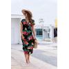 imageEkouaer Long Nightgowns for Women Button Night Gowns Short Sleeve Sleepwear Full Length Sleep Shirts With Pockets S3XLFlower Black