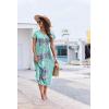 imageEkouaer Long Nightgowns for Women Button Night Gowns Short Sleeve Sleepwear Full Length Sleep Shirts With Pockets S3XLFlower Light Blue