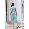 imageEkouaer Long Nightgowns for Women Button Night Gowns Short Sleeve Sleepwear Full Length Sleep Shirts With Pockets S3XLFlower Light Blue