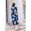 imageEkouaer Long Nightgowns for Women Button Night Gowns Short Sleeve Sleepwear Full Length Sleep Shirts With Pockets S3XLFlower Navy Blue