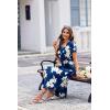 imageEkouaer Long Nightgowns for Women Button Night Gowns Short Sleeve Sleepwear Full Length Sleep Shirts With Pockets S3XLFlower Navy Blue