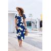 imageEkouaer Long Nightgowns for Women Button Night Gowns Short Sleeve Sleepwear Full Length Sleep Shirts With Pockets S3XLFlower Navy Blue
