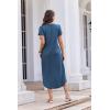 imageEkouaer Long Nightgowns for Women Button Night Gowns Short Sleeve Sleepwear Full Length Sleep Shirts With Pockets S3XLNavy