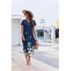 imageEkouaer Long Nightgowns for Women Button Night Gowns Short Sleeve Sleepwear Full Length Sleep Shirts With Pockets S3XLRed Flower