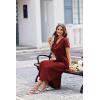 imageEkouaer Long Nightgowns for Women Button Night Gowns Short Sleeve Sleepwear Full Length Sleep Shirts With Pockets S3XLWine Red