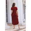 imageEkouaer Long Nightgowns for Women Button Night Gowns Short Sleeve Sleepwear Full Length Sleep Shirts With Pockets S3XLWine Red