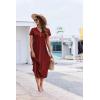 imageEkouaer Long Nightgowns for Women Button Night Gowns Short Sleeve Sleepwear Full Length Sleep Shirts With Pockets S3XLWine Red