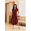 imageEkouaer Long Nightgowns for Women Button Night Gowns Short Sleeve Sleepwear Full Length Sleep Shirts With Pockets S3XLWine Red