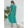 imageEkouaer Long Nightgowns for Women Short Sleeve House Dress with Pockets V Neck Sleepshirts Side Split Sleepwear S4XLAqua Green