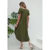 imageEkouaer Long Nightgowns for Women Short Sleeve House Dress with Pockets V Neck Sleepshirts Side Split Sleepwear S4XLArmy Green