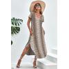 imageEkouaer Long Nightgowns for Women Short Sleeve House Dress with Pockets V Neck Sleepshirts Side Split Sleepwear S4XLBrown Leopard