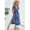 imageEkouaer Long Nightgowns for Women Short Sleeve House Dress with Pockets V Neck Sleepshirts Side Split Sleepwear S4XLDark Blue Tie Dye