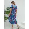 imageEkouaer Long Nightgowns for Women Short Sleeve House Dress with Pockets V Neck Sleepshirts Side Split Sleepwear S4XLDark Blue Tie Dye