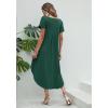 imageEkouaer Long Nightgowns for Women Short Sleeve House Dress with Pockets V Neck Sleepshirts Side Split Sleepwear S4XLDark Green