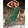 imageEkouaer Long Nightgowns for Women Short Sleeve House Dress with Pockets V Neck Sleepshirts Side Split Sleepwear S4XLGreen Floral