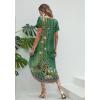 imageEkouaer Long Nightgowns for Women Short Sleeve House Dress with Pockets V Neck Sleepshirts Side Split Sleepwear S4XLGreen Floral