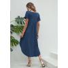 imageEkouaer Long Nightgowns for Women Short Sleeve House Dress with Pockets V Neck Sleepshirts Side Split Sleepwear S4XLNavy Blue