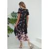 imageEkouaer Long Nightgowns for Women Short Sleeve House Dress with Pockets V Neck Sleepshirts Side Split Sleepwear S4XLPink Flower
