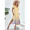 imageEkouaer Long Nightgowns for Women Short Sleeve House Dress with Pockets V Neck Sleepshirts Side Split Sleepwear S4XLYellow Floral