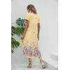 imageEkouaer Long Nightgowns for Women Short Sleeve House Dress with Pockets V Neck Sleepshirts Side Split Sleepwear S4XLYellow Floral