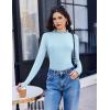imageEkouaer Long Sleeve Shirts for Women 3 Pack Mock Neck Thermal Tops Basic Undershirt Casual Basic TeeBlackBrownLight Blue