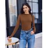 imageEkouaer Long Sleeve Shirts for Women 3 Pack Mock Neck Thermal Tops Basic Undershirt Casual Basic TeeBlackBrownLight Brown